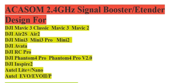 2400MHz rozszerzacz sygnału RF dla dronów Dji FPV EVO Wysoka wydajność